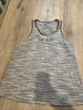 Nike Heather Grey Dri-FIT Striped Workout Tank